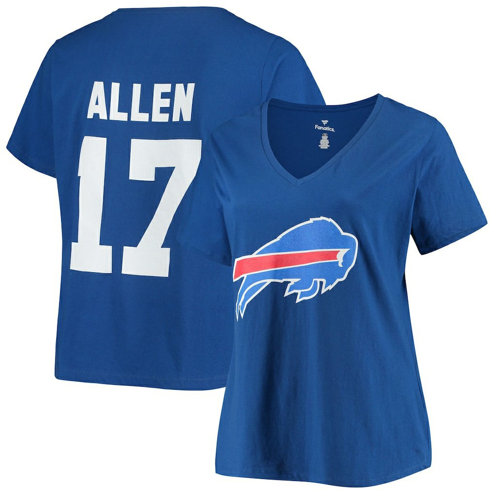 Josh Allen Buffalo Bills Women's Plus Size Name & Number V-Neck T-Shirt - Royal T-shirts