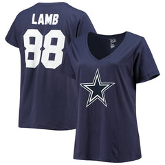 CeeDee Lamb Dallas Cowboys Women's Plus Size Name & Number V-Neck T-Shirt - Navy T-shirts