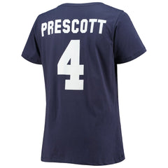 Dak Prescott Dallas Cowboys Women's Plus Size Fair Catch Name & Number V-Neck T-Shirt - Navy T-shirts