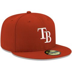 Tampa Bay Rays New Era White Logo 59FIFTY Fitted Hat - Red Hats