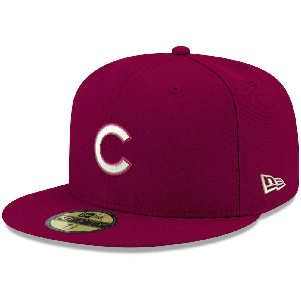 Chicago Cubs New Era White Logo 59FIFTY Fitted Hat - Cardinal Hats