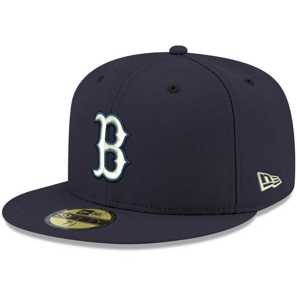 Boston Red Sox New Era White Logo 59FIFTY Fitted Hat - Navy Hats