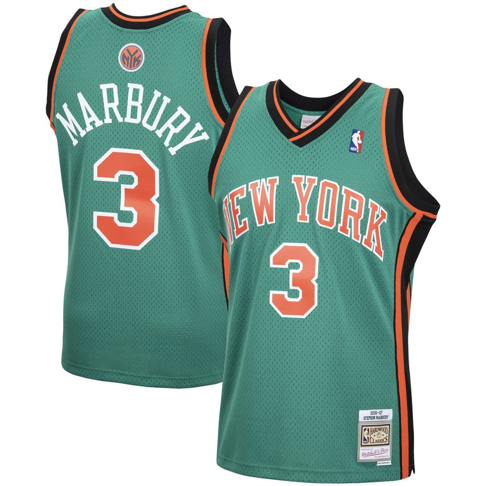 Stephon Marbury New York Knicks 2006/07 Hardwood Classics Swingman Jersey Green - Mitchell & Ness