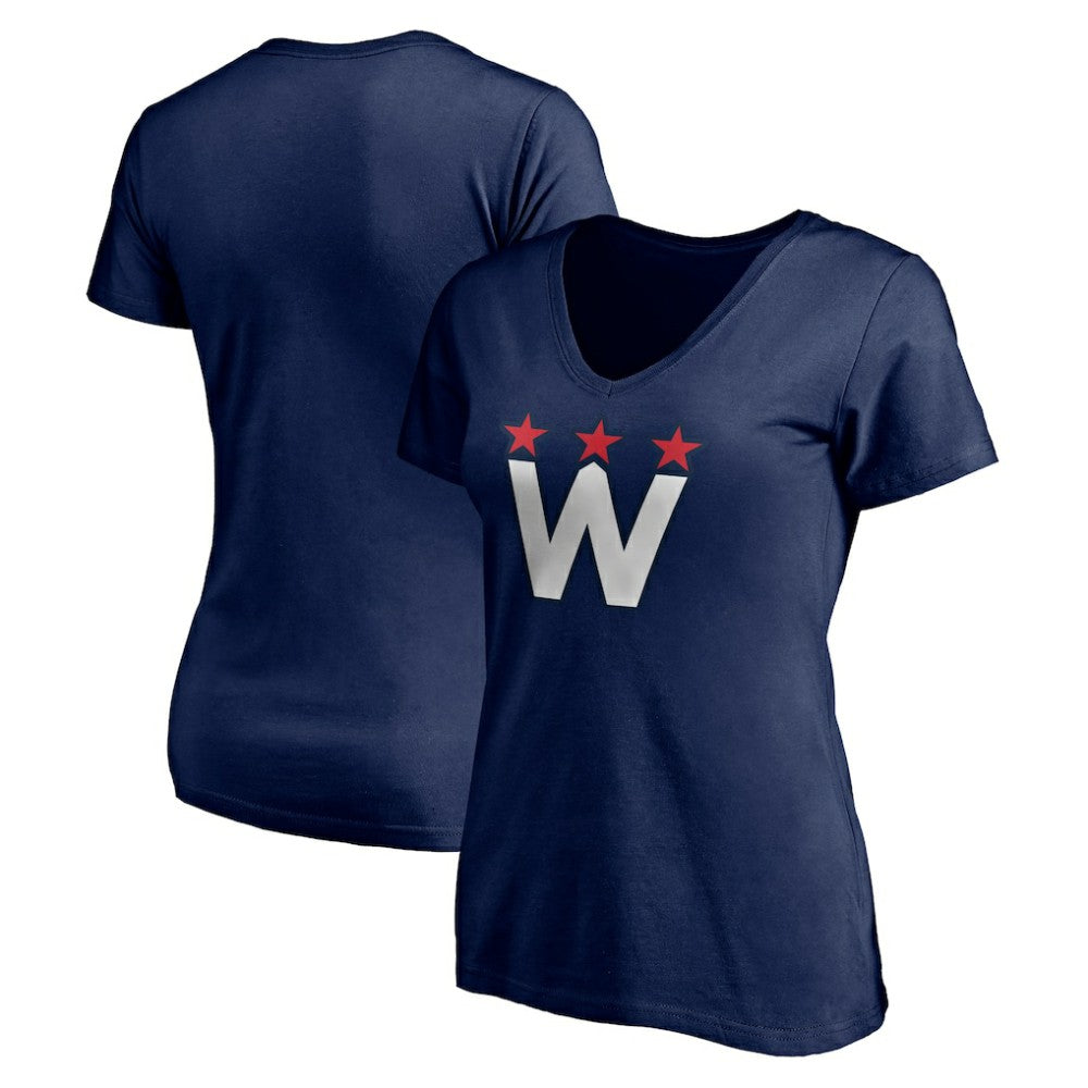 Washington Capitals Women's Alternate Logo V-Neck T-Shirt - Navy | US 4214344