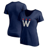 Washington Capitals Women's Alternate Logo V-Neck T-Shirt - Navy | US 4214344
