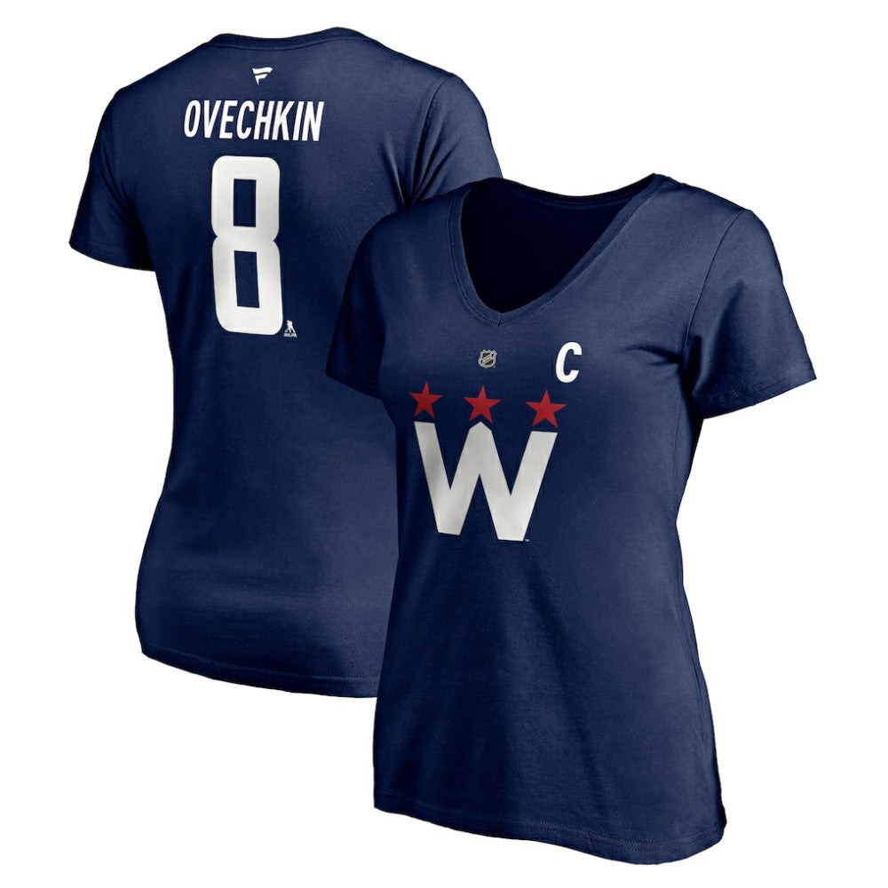 Alexander Ovechkin Washington Capitals Fanatics Women's Authentic Stack Name & Number V-Neck T-Shirt - Navy | US 4216051