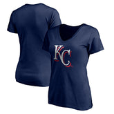 Kansas City Royals Women's Red White and Team V-Neck T-Shirt - Navy T-shirts