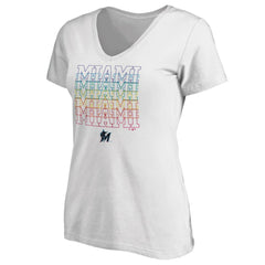 Miami Marlins Women's City Pride V-Neck T-Shirt - White T-shirts