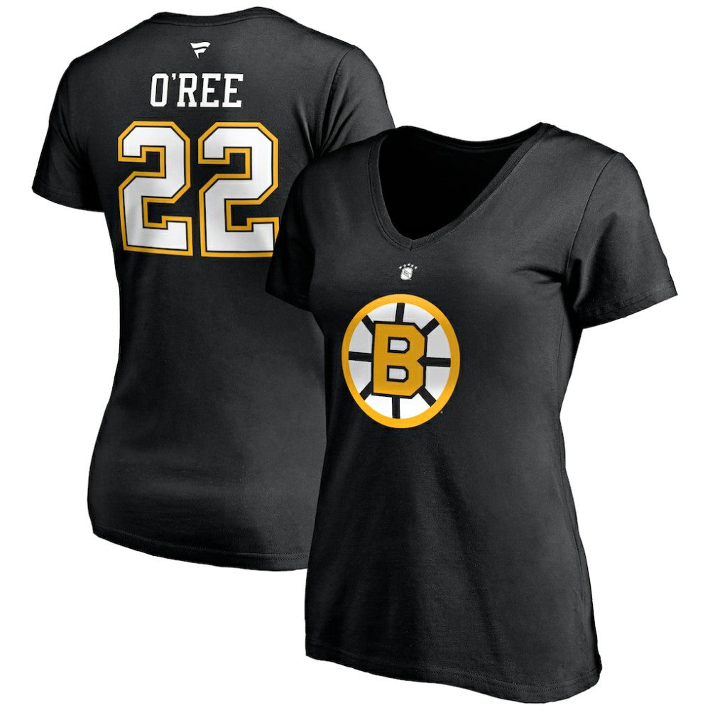 Willie O'Ree Boston Bruins Fanatics Women's Authentic Stack Retired Player Name & Number V-Neck T-Shirt - Black | US 4217237