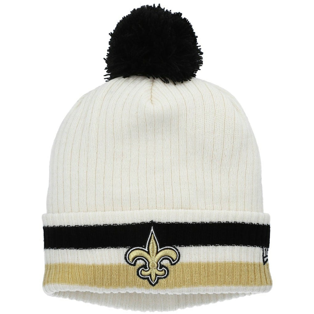 New Orleans Saints New Era Youth Retro Cuffed Knit Hat with Pom - White Hats