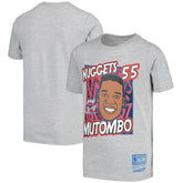 Dikembe Mutombo Denver Nuggets Youth Hardwood Classics King of the Court Player T-Shirt Gray - Mitchell & Ness