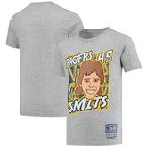 Rik Smits Indiana Pacers Youth Hardwood Classics King of the Court Player T-Shirt Gray - Mitchell & Ness