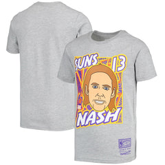 Steve Nash Phoenix Suns Youth Hardwood Classics King of the Court Player T-Shirt Gray - Mitchell & Ness