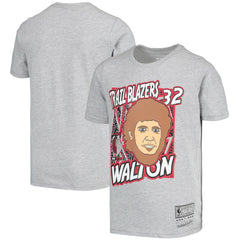Bill Walton Portland Trail Blazers Youth Hardwood Classics King of the Court Player T-Shirt Gray - Mitchell & Ness