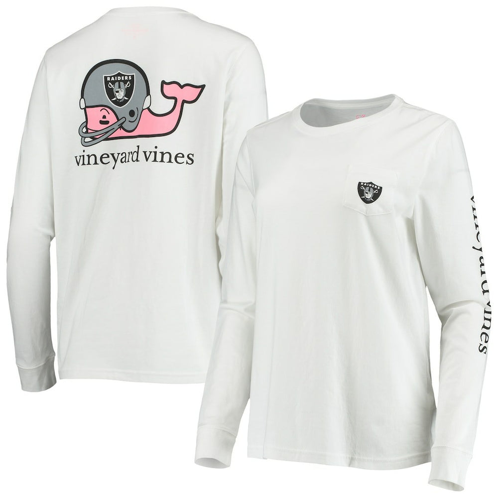 Las Vegas Raiders Vineyard Vines Women's Helmet Long Sleeve T-Shirt - White T-shirts