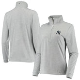 New York Yankees Vineyard Vines Women's Stripe Sankaty Half-Zip Pullover Top - Heather Gray Pullover