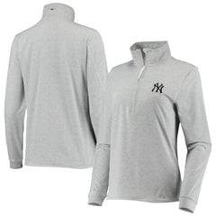 New York Yankees Vineyard Vines Women's Stripe Sankaty Half-Zip Pullover Top - Heather Gray Pullover