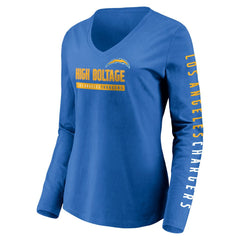 Los Angeles Chargers Women's Slogan V-Neck Long Sleeve T-Shirt - Powder Blue T-shirts
