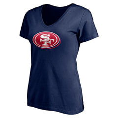 San Francisco 49ers Women's Red White and Team V-Neck T-Shirt - Navy T-shirts