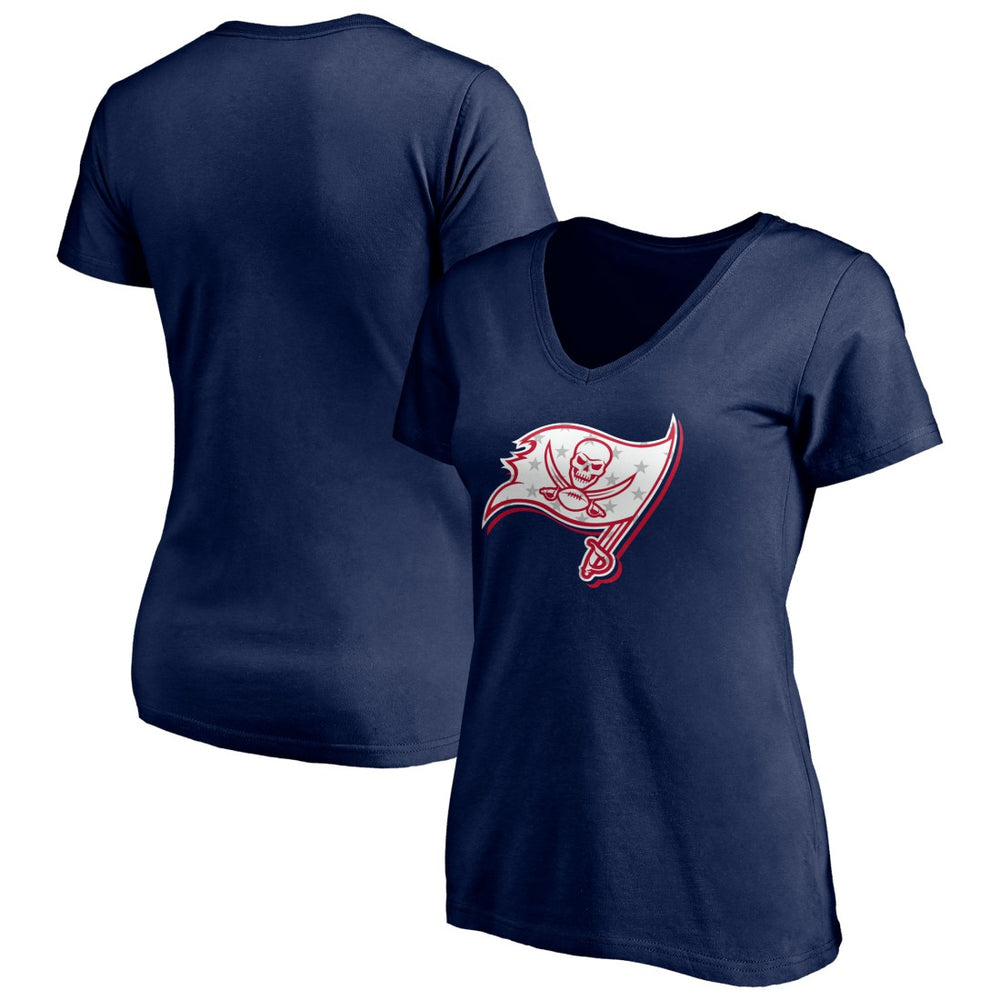 Tampa Bay Buccaneers Women's Red White and Team V-Neck T-Shirt - Navy T-shirts