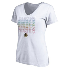 Boston Bruins Women's City Pride V-Neck T-Shirt - White | US 4257423