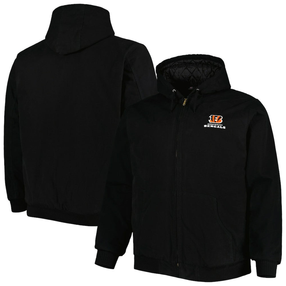 Cincinnati Bengals Dunbrooke Big & Tall Dakota Canvas Hoodie Full-Zip Jacket - Black Hoodies