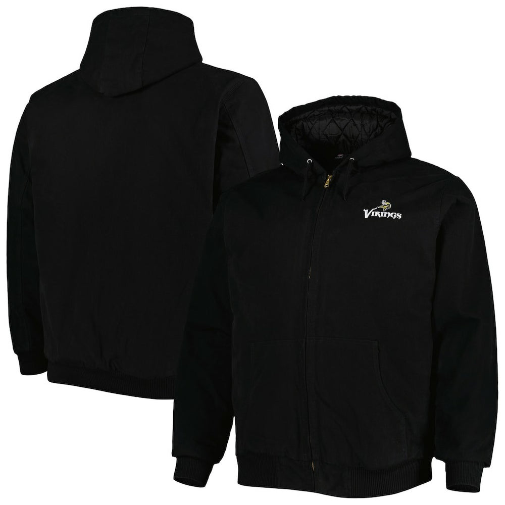 Minnesota Vikings Dunbrooke Big & Tall Dakota Canvas Hoodie Full-Zip Jacket - Black Hoodies