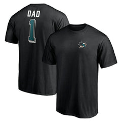 San Jose Sharks Number One Dad Logo T-Shirt - Black | US 4258771