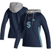 Seattle Kraken adidas Women's Skate Lace AEROREADY Pullover Hoodie - Deep Sea Blue | US 4259695