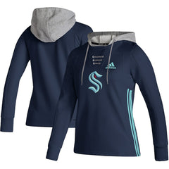 Seattle Kraken adidas Women's Skate Lace AEROREADY Pullover Hoodie - Deep Sea Blue | US 4259695
