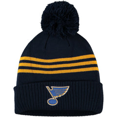 St. Louis Blues adidas Locker Room Three Stripe Cuffed Knit Hat with Pom - Navy | US 4265699