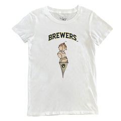 Milwaukee Brewers Tiny Turnip Women's Triple Scoop T-Shirt - White T-shirts