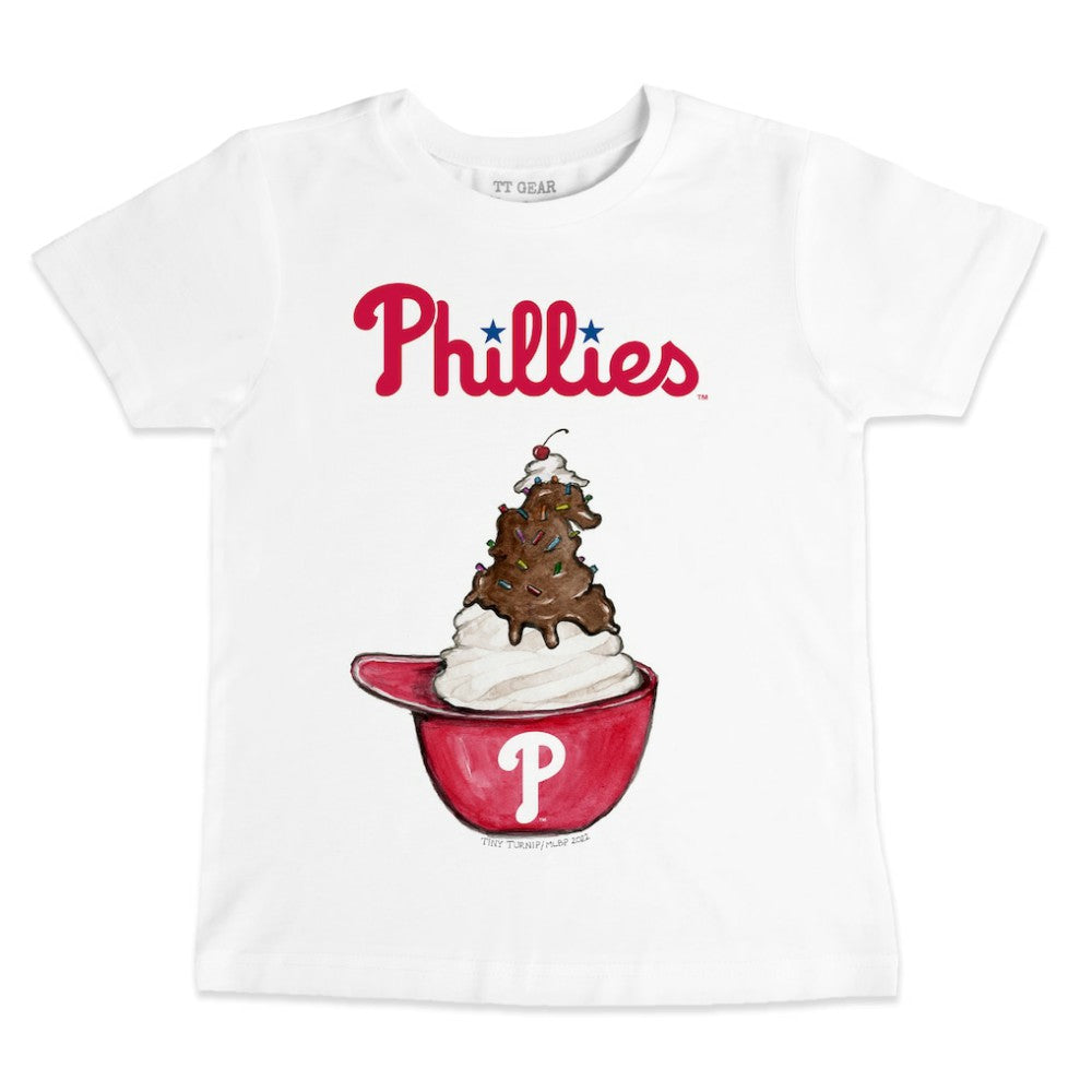 Philadelphia Phillies Tiny Turnip Youth Sundae Helmet T-Shirt - White T-shirts
