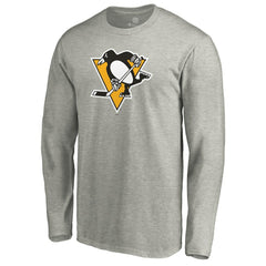 Pittsburgh Penguins Primary Logo Long Sleeve T-Shirt - Heather Gray | US 4267441