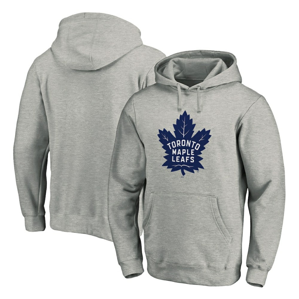 Toronto Maple Leafs Primary Team Logo Fleece Fitted Pullover Hoodie - Heather Gray | US 4267448