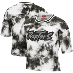 Toronto Raptors Women's Hardwood Classics Tie-Dye Cropped T-Shirt Black/White - Mitchell & Ness