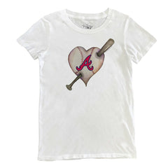 Atlanta Braves Tiny Turnip Women's Heart Bat T-Shirt - White T-shirts