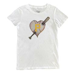 Pittsburgh Pirates Tiny Turnip Women's Heart Bat T-Shirt - White T-shirts