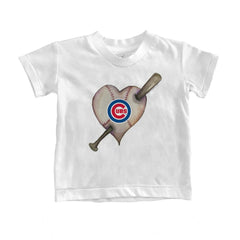 Chicago Cubs Tiny Turnip Youth Heart Bat T-Shirt - White T-shirts