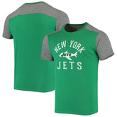 New York Jets Majestic Threads Gridiron Classics Field Goal Slub T-Shirt - Kelly Green/Heathered Gray T-shirts