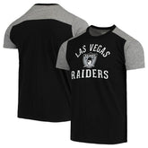 Las Vegas Raiders Majestic Threads Gridiron Classics Field Goal Slub T-Shirt - Black/Heathered Gray T-shirts