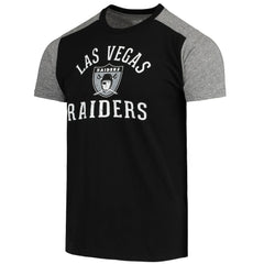 Las Vegas Raiders Majestic Threads Gridiron Classics Field Goal Slub T-Shirt - Black/Heathered Gray T-shirts