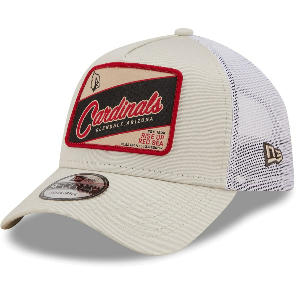 Arizona Cardinals New Era Happy Camper A-Frame Trucker 9FORTY Snapback Hat - Khaki/White Hats