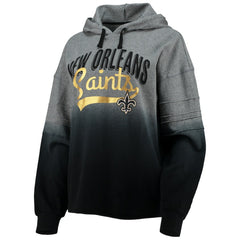 New Orleans Saints Touch Women's Superstar Dip-Dye Pullover Hoodie - Heathered Gray/Black Hoodies