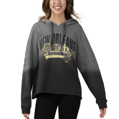New Orleans Saints Touch Women's Superstar Dip-Dye Pullover Hoodie - Heathered Gray/Black Hoodies