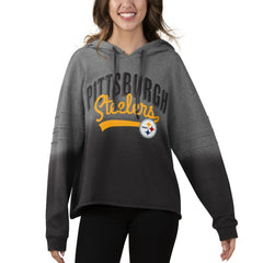 Pittsburgh Steelers Touch Women's Superstar Dip-Dye Pullover Hoodie - Heathered Gray/Black Hoodies