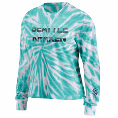 Seattle Kraken WEAR by Erin Andrews Women's Tie-Dye Long Sleeve T-Shirt - Light Blue | US 4272649