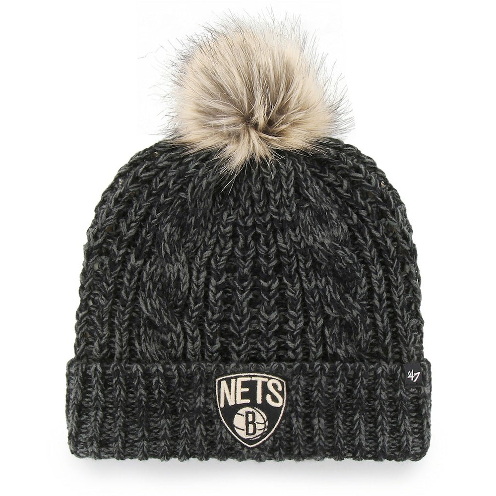 Brooklyn Nets '47 Women's Meeko Cuffed Knit Hat with Pom Black - 47 brand