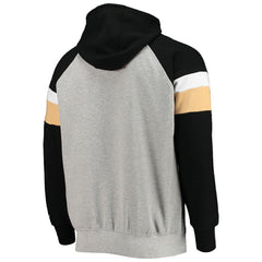 New Orleans Saints Starter Home Run Raglan Pullover Hoodie - Heathered Gray/Black Hoodies