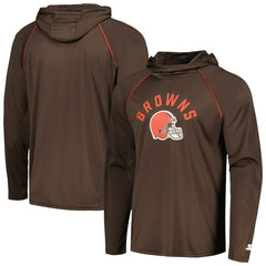 Cleveland Browns Starter Raglan Long Sleeve Hoodie T-Shirt - Brown Hoodies